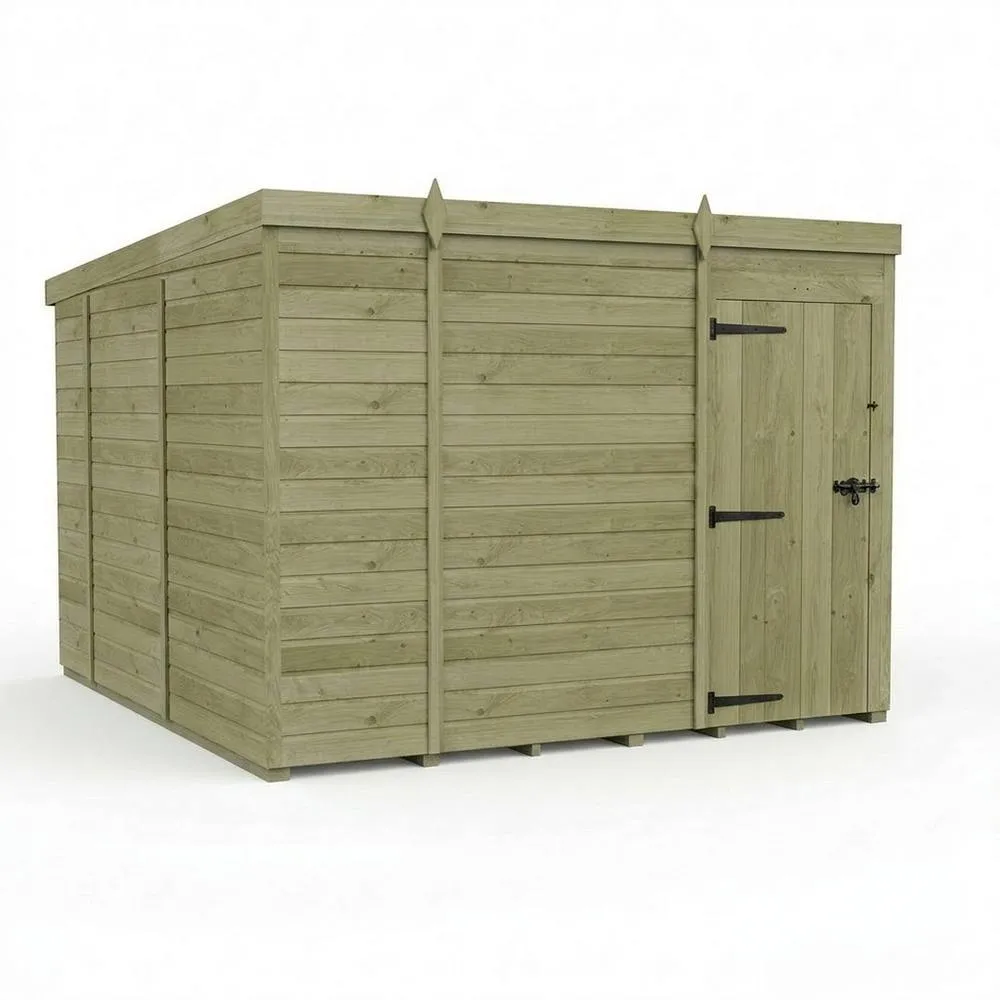 Buttercup Farm 9ft x 10ft Pent Garden Shed Single Door No Windows - Timber in Brown