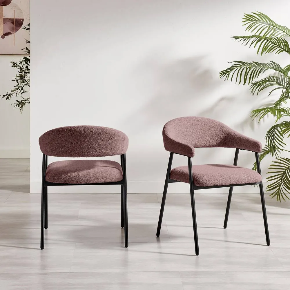 FurnitureboxUK 2x Delos Dusky Pink Fabric Dining Chairs in Terracotta 3