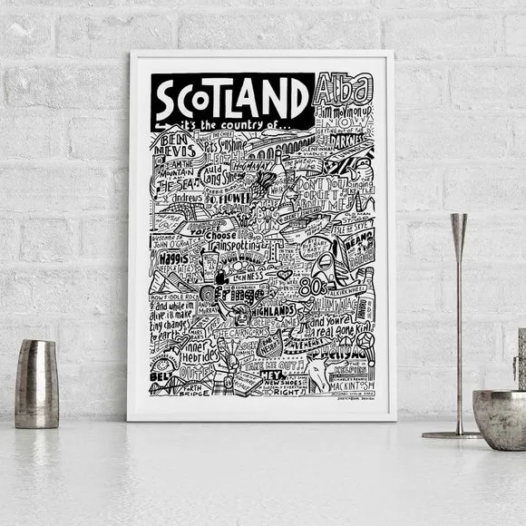 Sketchbook Design Scotland Landmarks Framed Print