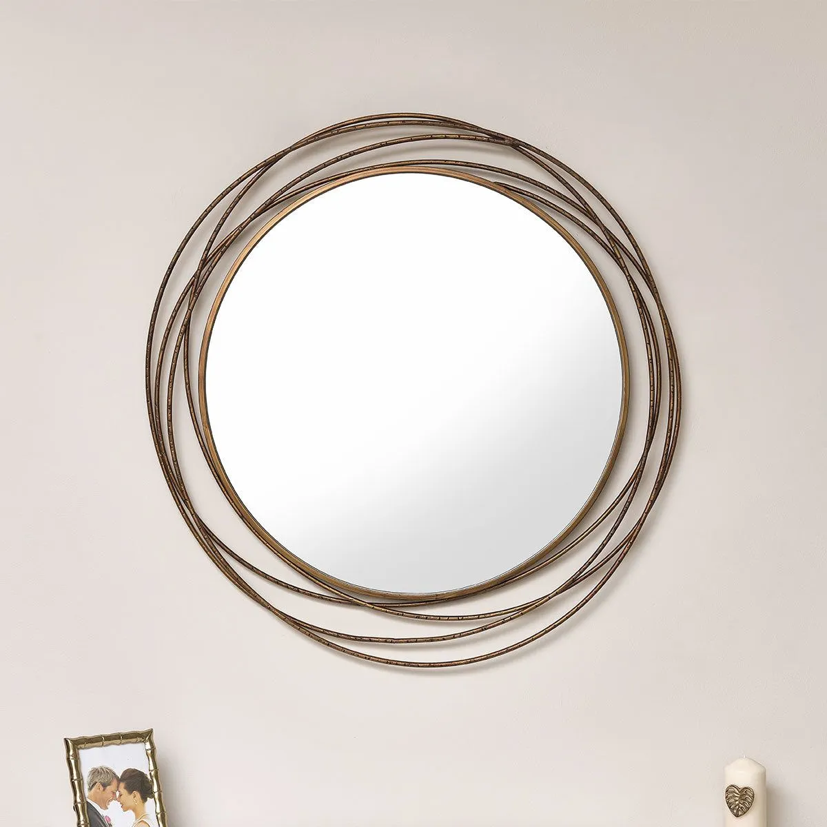 Melody Maison Large Antique Gold Swirl Wall Mirror - 88cm X 85cm in Metallic Gold