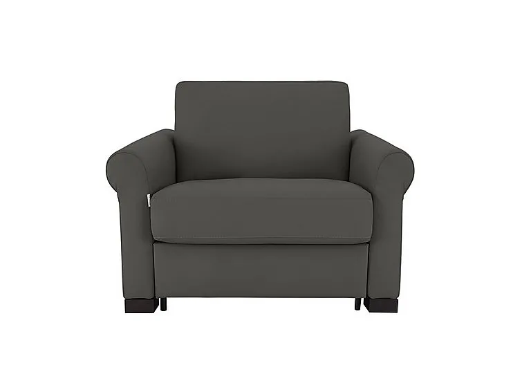 Alcova Leather Chair Sofa Bed with Scroll Arms - Botero Grigio