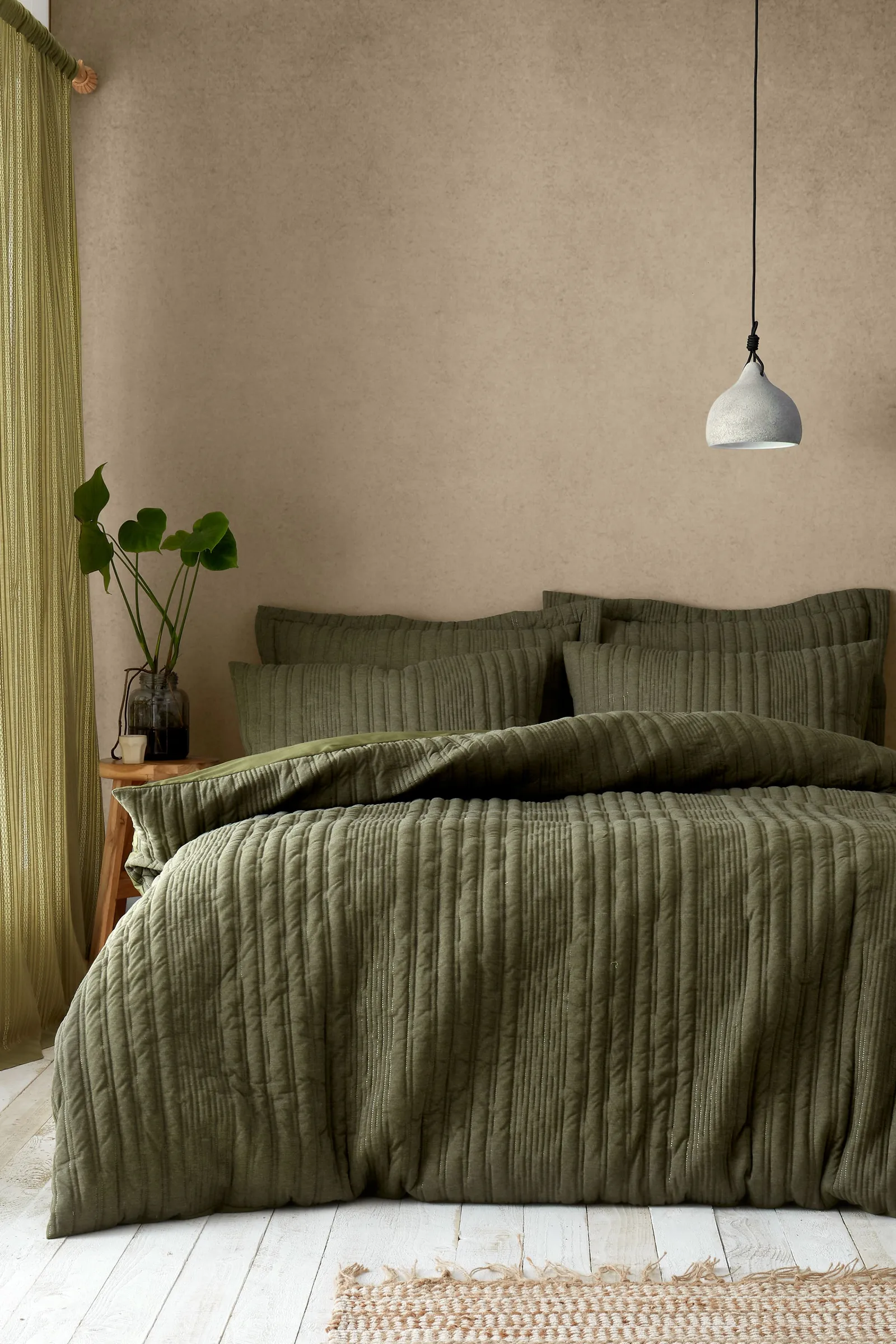 Pineapple Elephant 'Tamba Jersey Stripe' Duvet Cover Set in Olive