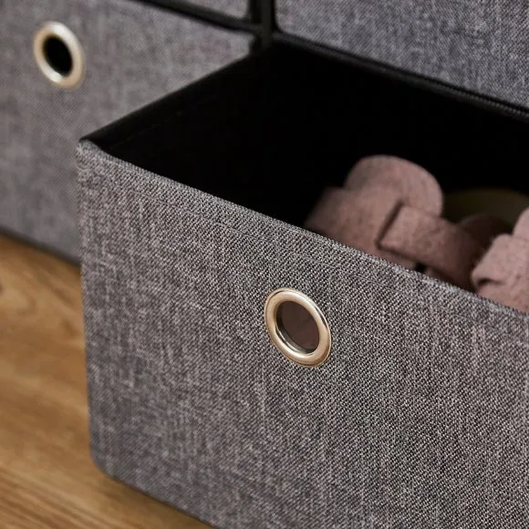 6 Drawer Faux Linen Foldable Ottoman 2