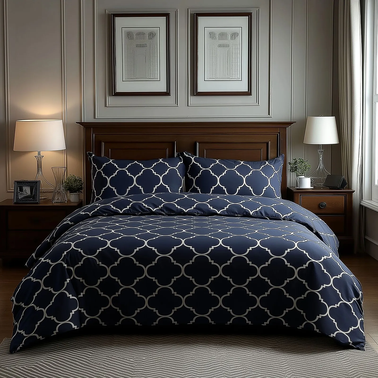Snug City Duvet Cover & Pillowcase Set Grey Geometric Design Polycotton Bed Linen