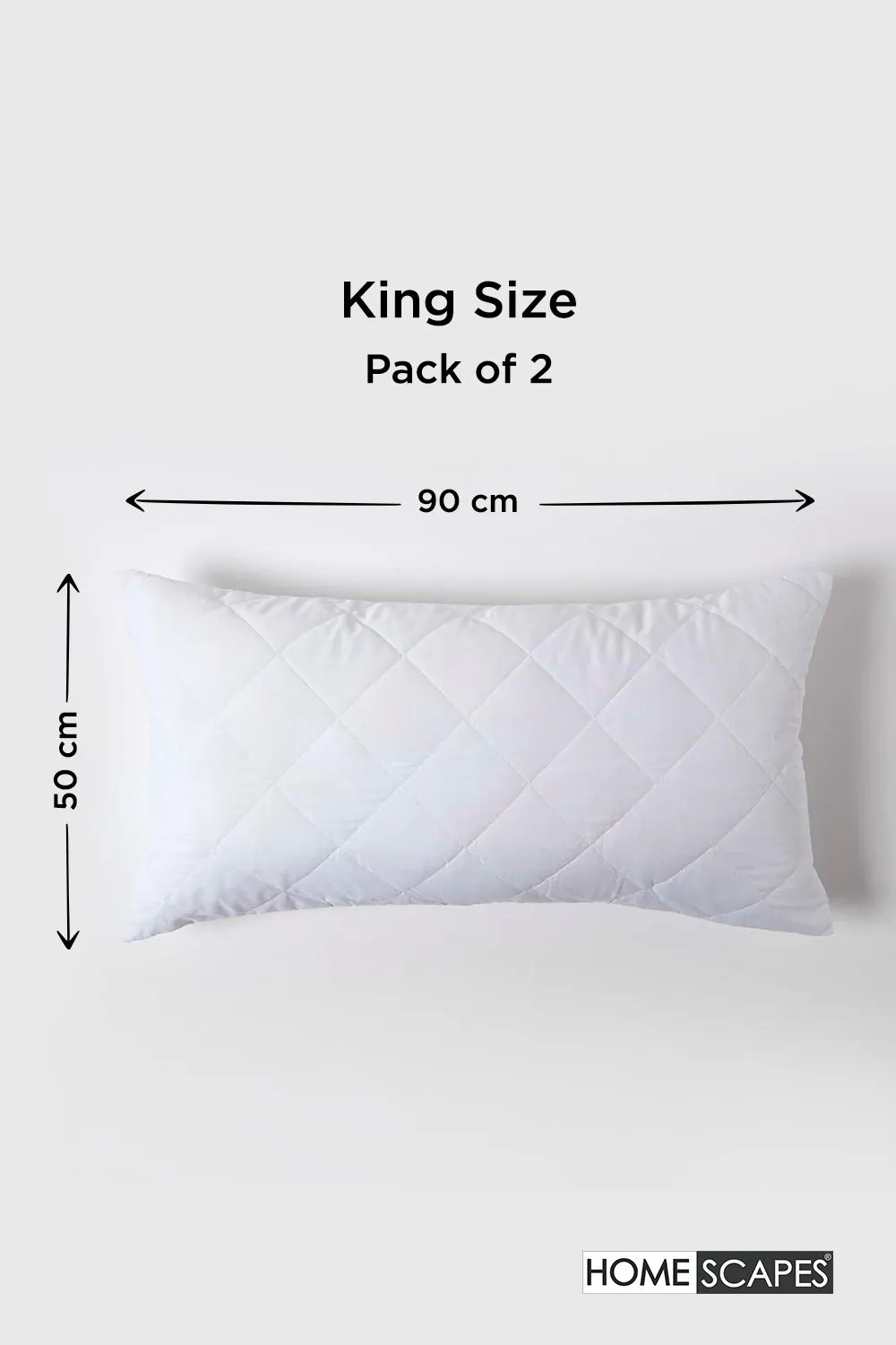 Homescapes King Size Quilted Pillow Protector, Pack of 2 in White 2