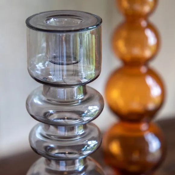 Amber Movera Glass Taper Candlestick Holder 2