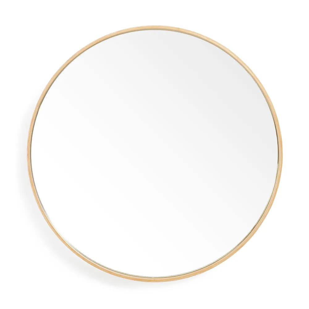 Wireworks Glance Round Wooden Mirror Natural Oak 45cm 2