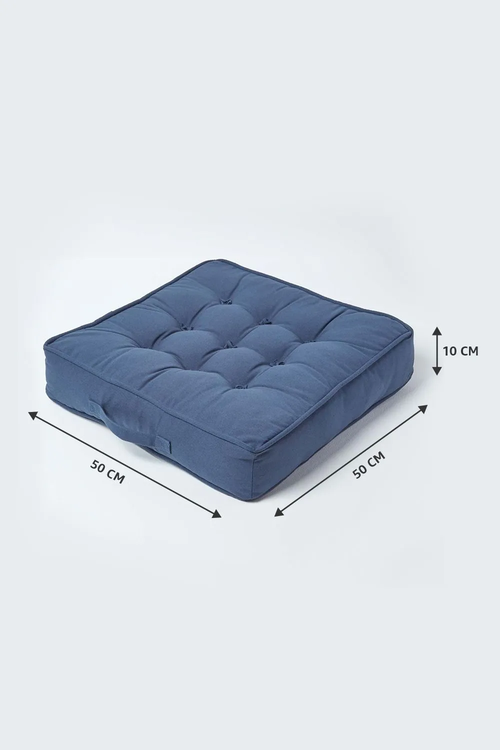 Homescapes Cotton Armchair Booster Cushion in Navy 5