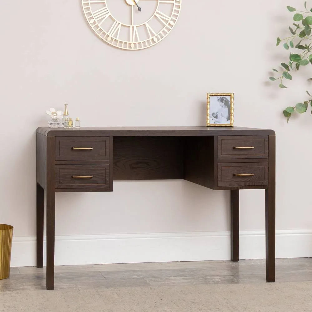 Melody Maison Dark Wood 4 Drawer Dressing Table - Kingsley Range in Brown