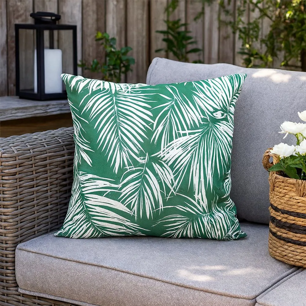 Voltico Palm Leaf Motif Garden Cushion 45 × 45 cm - Polyester Filled in Green