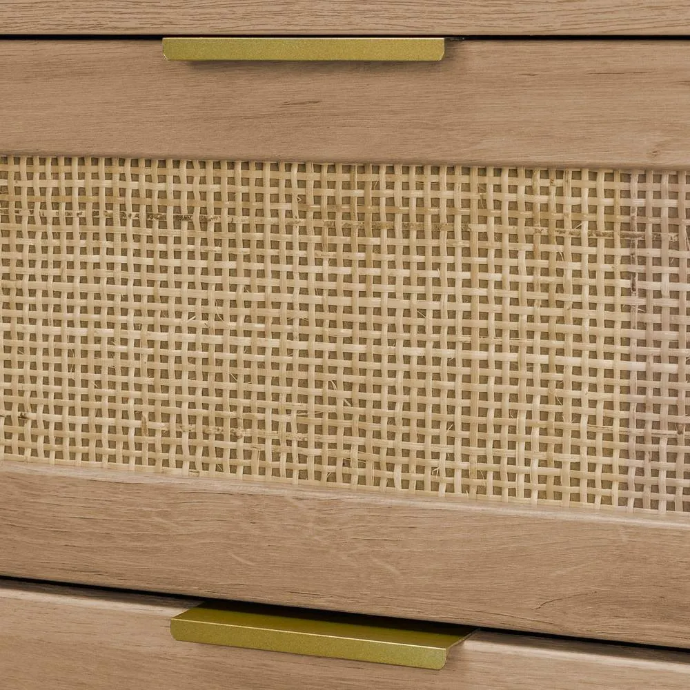 sweeek 3-drawer Chest With Wood & Rounded Cane Rattan in Light Brown 3