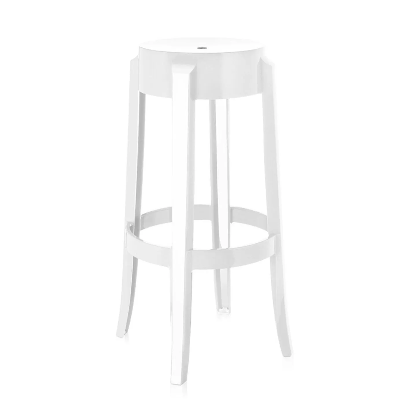 Kartell Charles Ghost Bar Stool 75cm Solid White Set of 2 1
