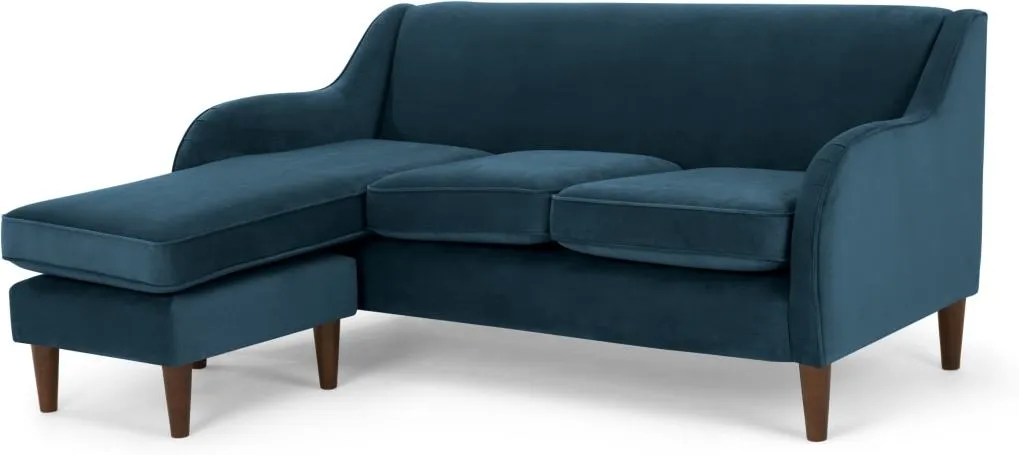 Helena Large Chaise End Corner Sofa, Plush Teal Velvet