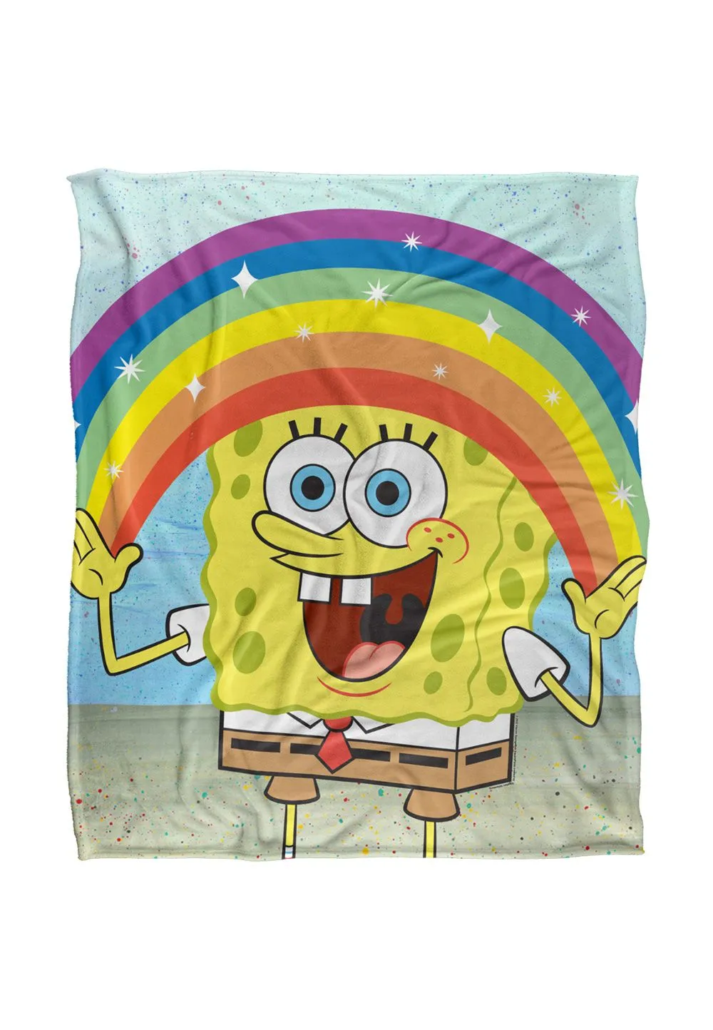 Spongebob Rainbow Silky Touch Super Soft Throw Blanket 152 X 127 cm in White