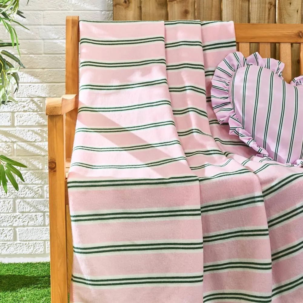 OHS Thin Stripes Polar Fleece Throw Blanket Lightweight Bedspread in Pink
