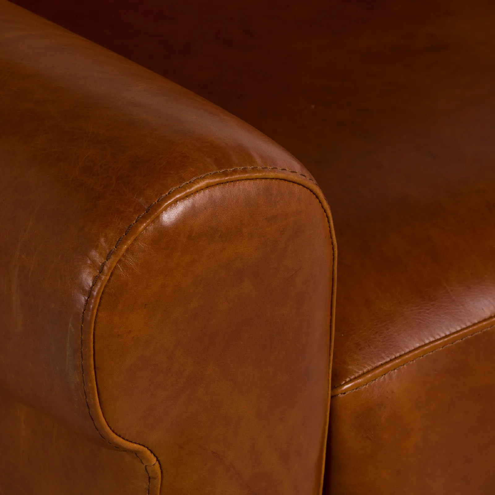 Rendola Loveseat Sofa, Brown Leather | Barker & Stonehouse 5