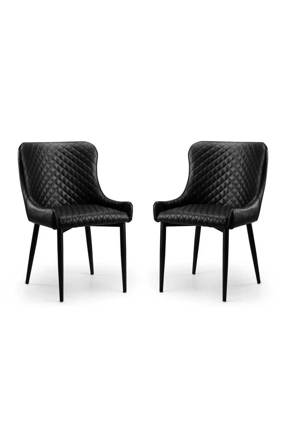 Julian Bowen Luxe Diamond Quilted Upholstered Dining Chair (Set of 2) in Black 4