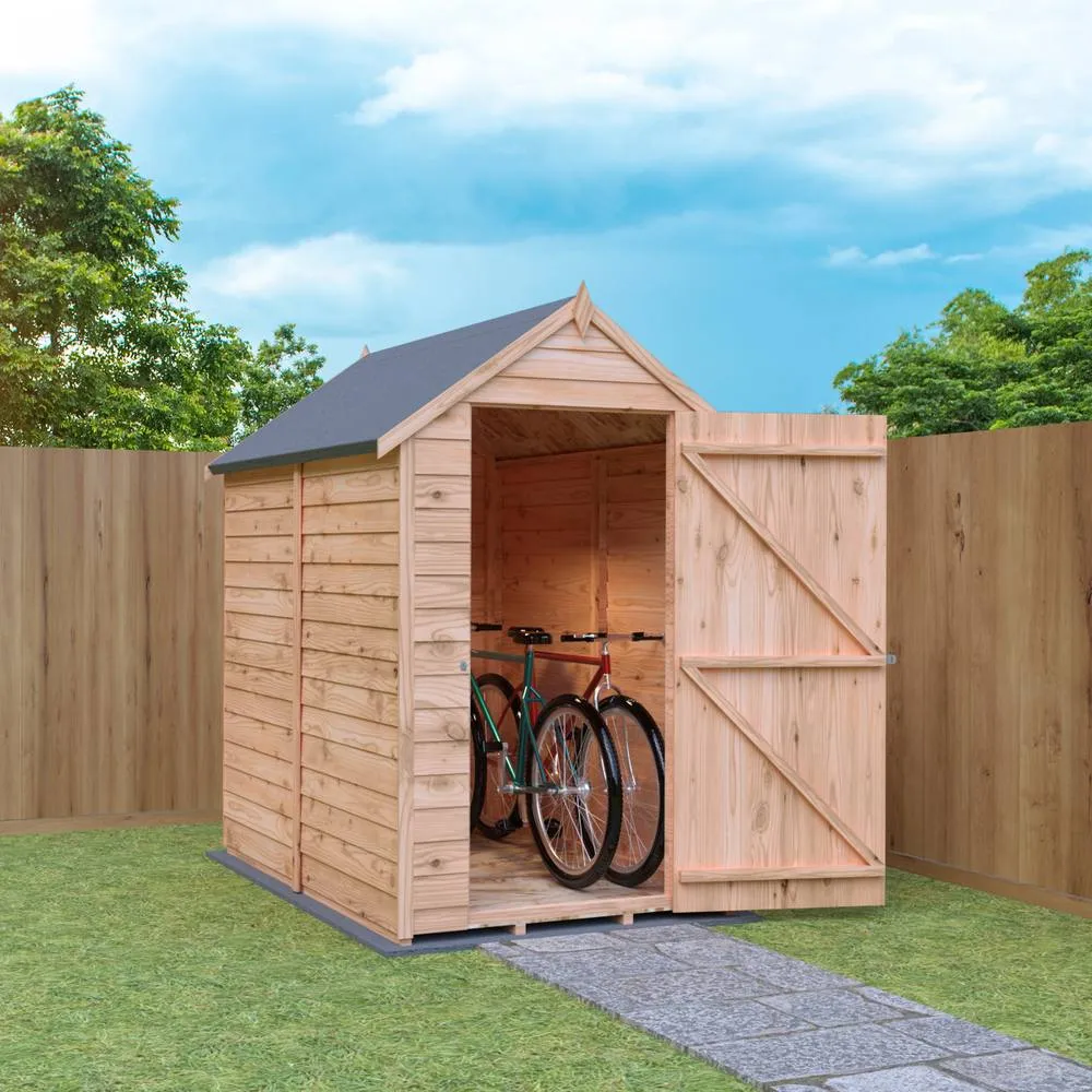 Shires Overlap 6 x 4 Feet Dip Treated Value Range Apex Shed Single Door in Brown 5