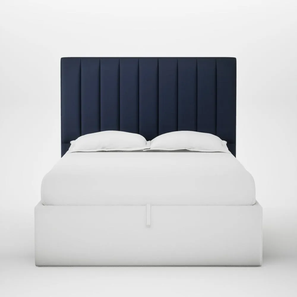 Heal's Retta Headboard Double Smart Cotton Linen Indigo 1
