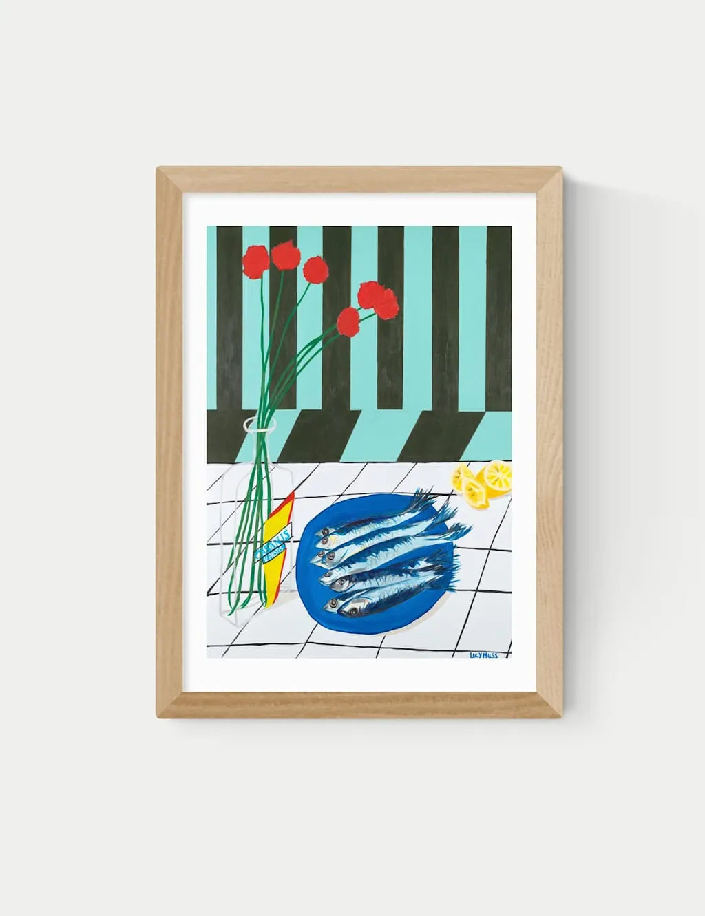 East End Prints Striped Sardines Rectangle Framed Art Natural