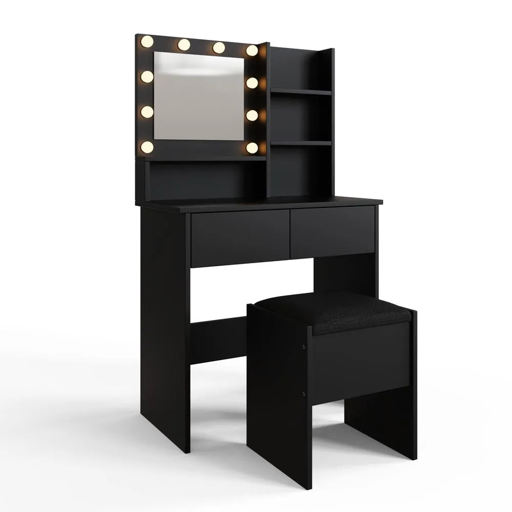 GFW Eva LED Dressing Table Set in Black 3