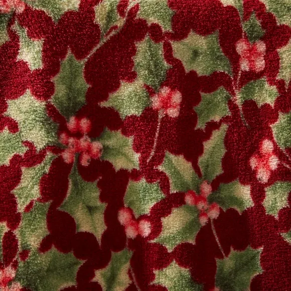 Holly Leaves Printed Fleece Throw Blanket 2