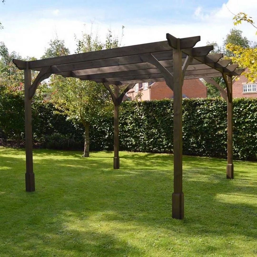 Rutland County Garden Furniture Ltd Premium Pergola - Wood - L420 x W480 x H270 cm - Light Green in Brown 2