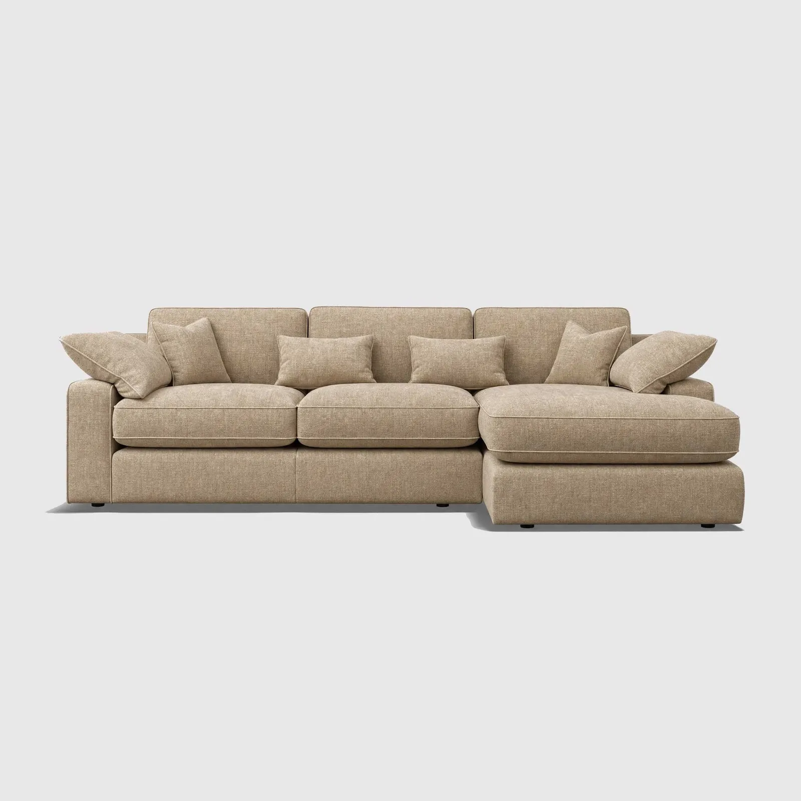 Arundel Large Chaise RHF-Standard Back Corner Sofa, Neutral Fabric | Barker & Stonehouse
