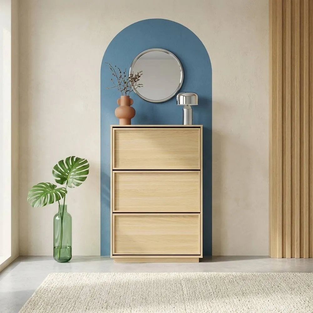 sweeek Shoe cabinet with 3 flip drawers wood decor in Beige 1