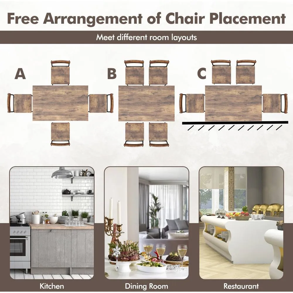 Costway 5-Piece Industrial Kitchen Furniture Dining Table Set for 4-Coffee in Brown 5