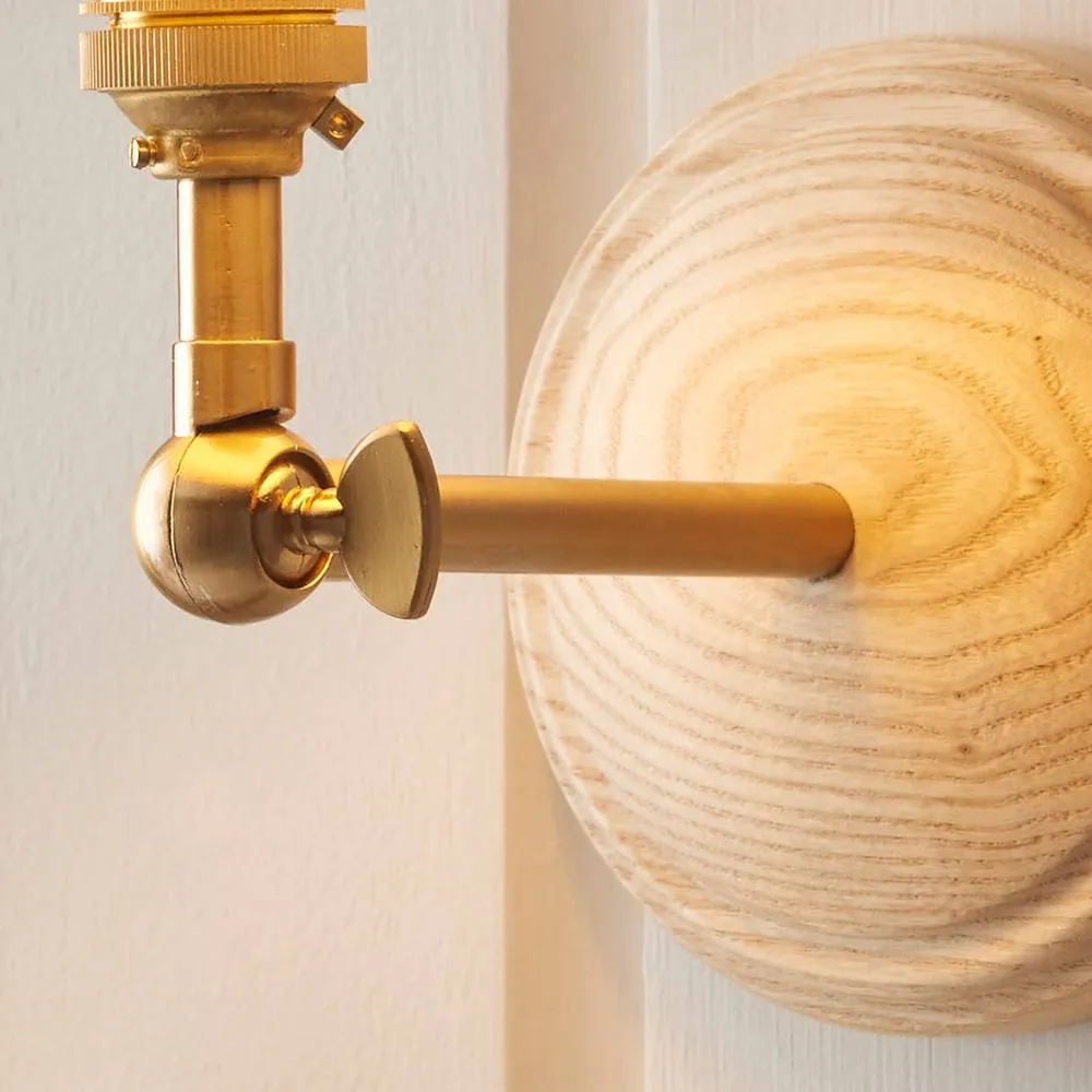 Netlighting Wood Wing Ash Wood Wall Light Fabric Ikat Shade 16cm B22 in Brown 5