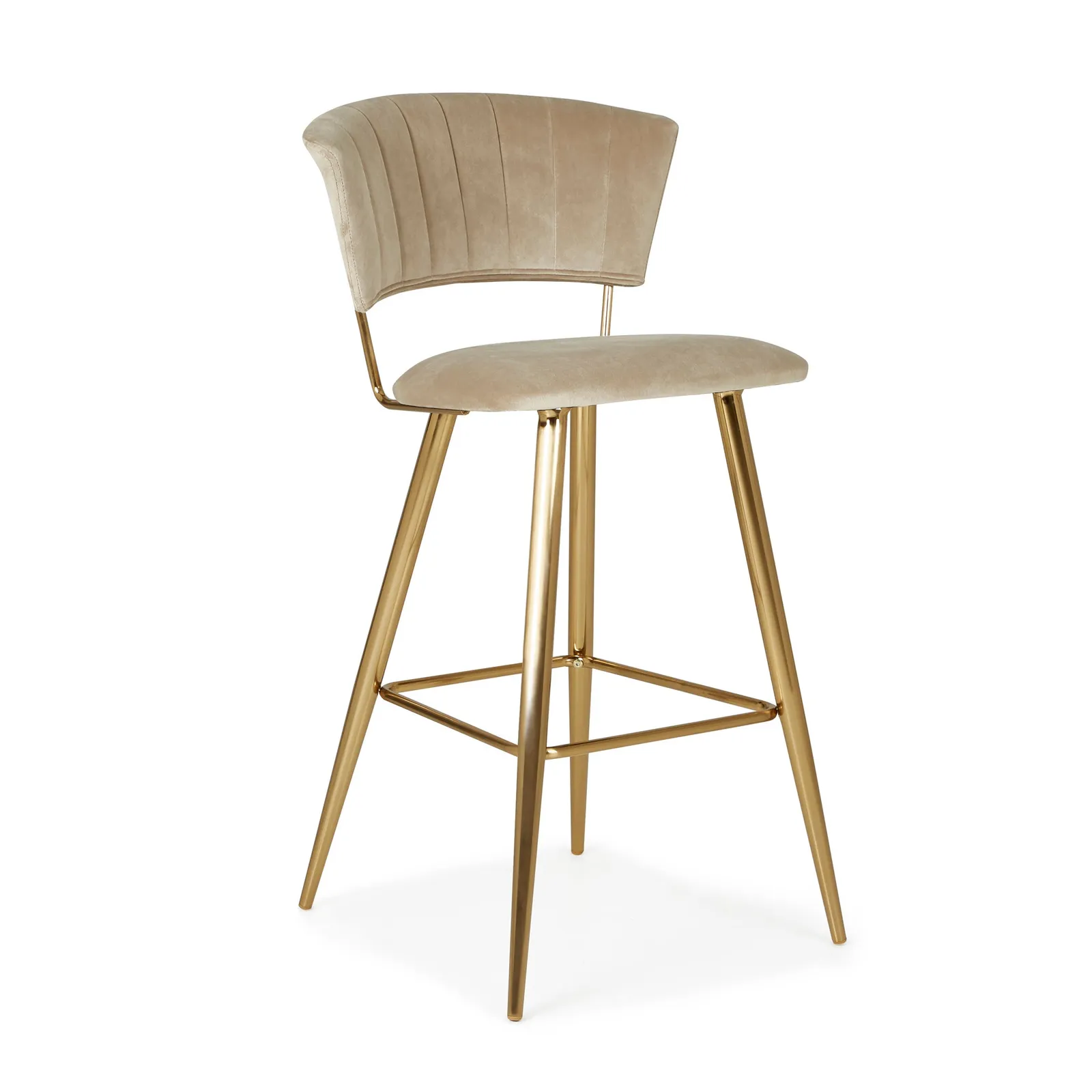 Kendall Velvet Bar Stool Brown and Gold