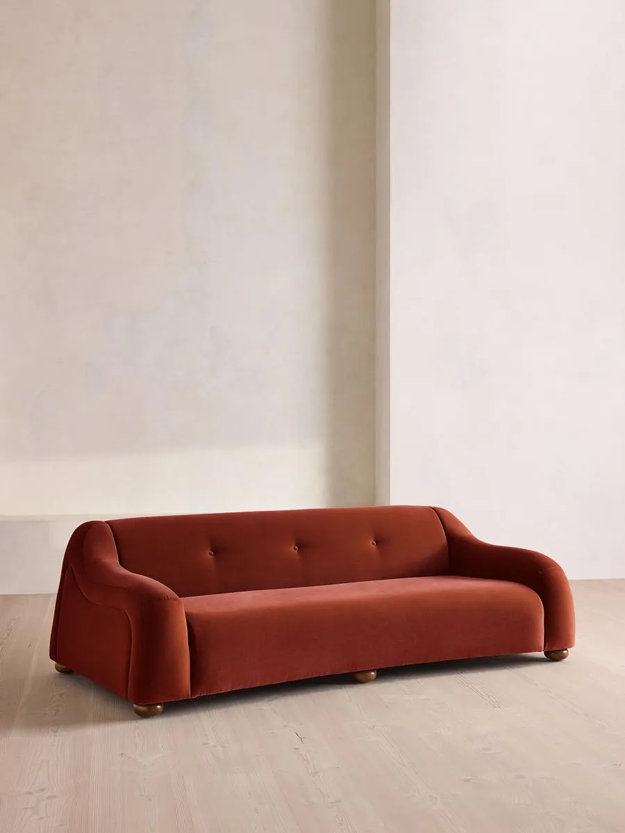 Liana Three Seater Sofa, Velvet, Rust