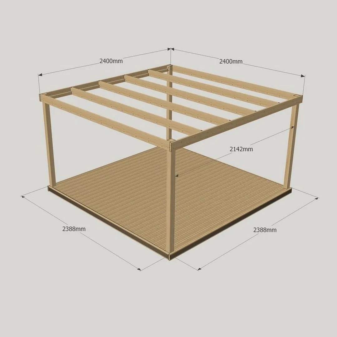 Rutland County Garden Furniture Ltd Box Pergola & Decking Kit - Wood - L240 x W240 cm - Rustic Brown in Light Green 3
