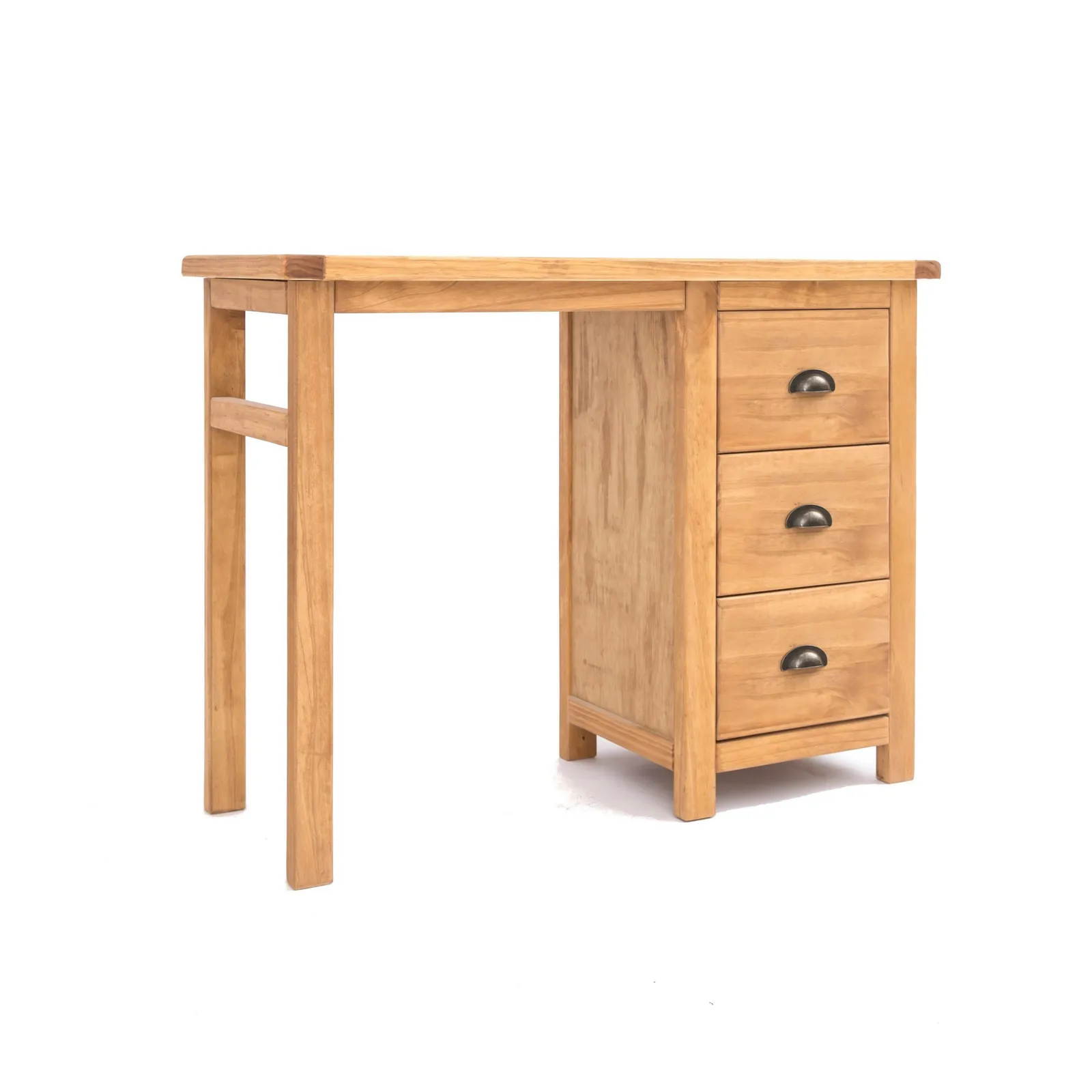 Cabinet Bits Lugo 3 Drawer Desk - Dressing Table Brass Cup Handle in Light Brown 2