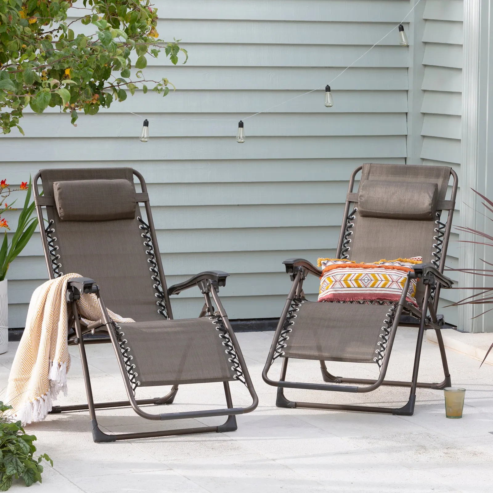 Helsinki Set of 2 Bronze Zero Gravity Loungers Bronze
