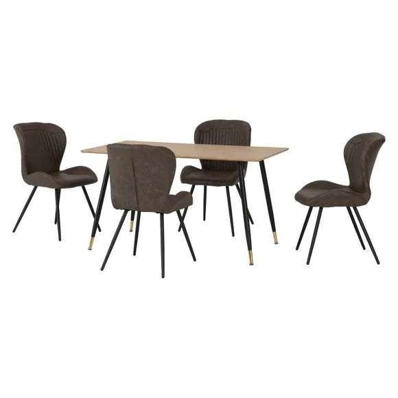 Hamilton & Quebec 4 Seater Dining Table with 4 Dining Chairs 2