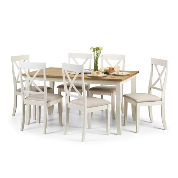 Davenport 6 Seater Rectangular Dining Table with 6 Chairs, Off White 2