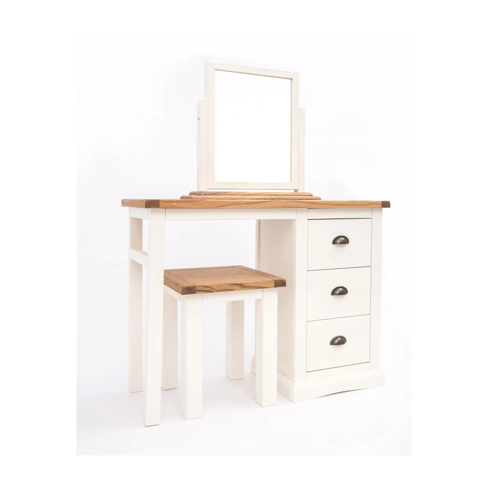 Cabinet Bits Cosenza 3 Drawer Dressing Table Set Brass Cup Handle in Off-White 2