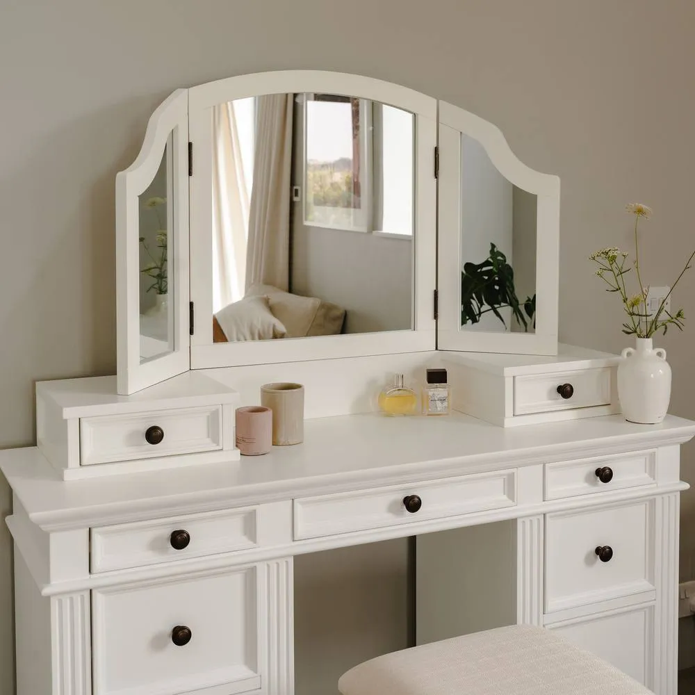 Statement Furniture Gainsborough White Dressing Table Set (Table, Top Drawers, Mirror) 2