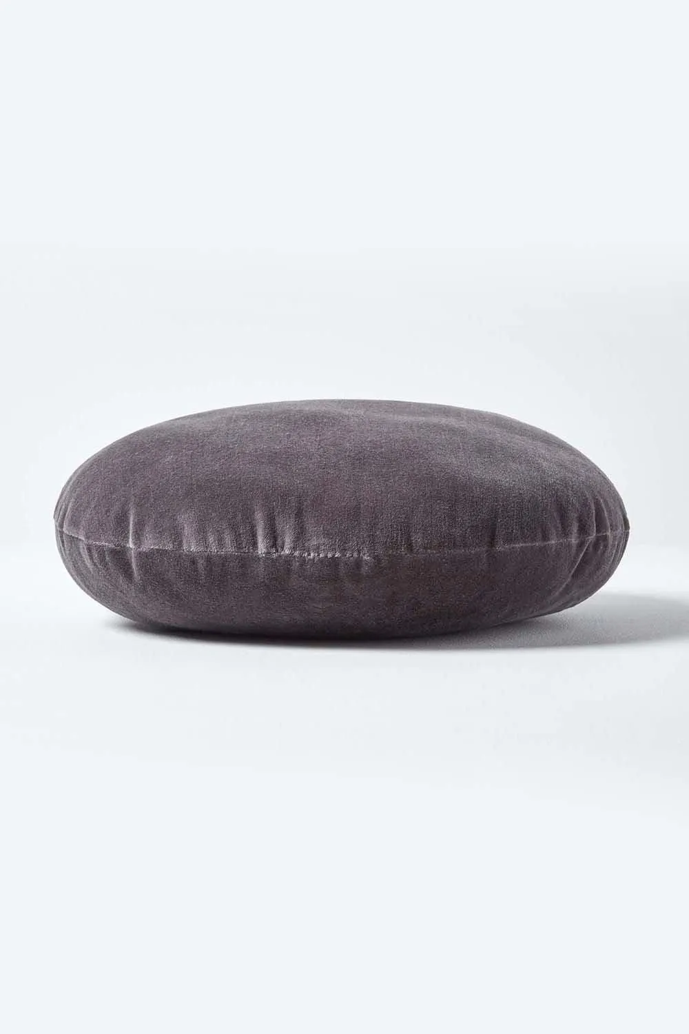 Homescapes Velvet Cushion, 40 cm Round in Dark Grey 2