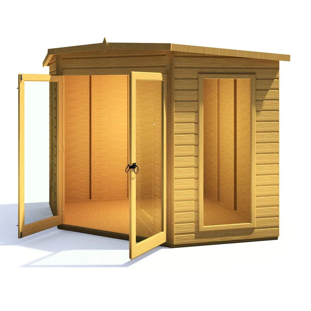 Shires Barclay Shiplap Summerhouse Garden Sun Room Approx 8 x 8 Feet in Brown 4