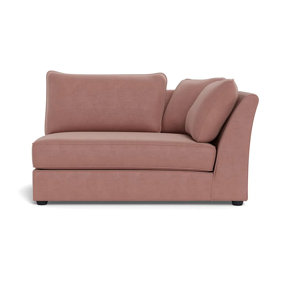 Heal's Tailor Large Curved Right Hand Facing Corner Unit Smart Luxe Velvet Dusky Pink Black Beech Feet
