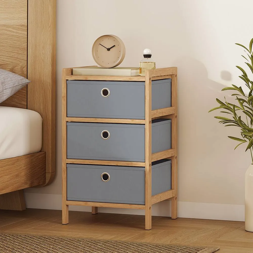 HOMCOM Chest of Drawers, Drawers Dresser with Bamboo Frame in Light Grey 2