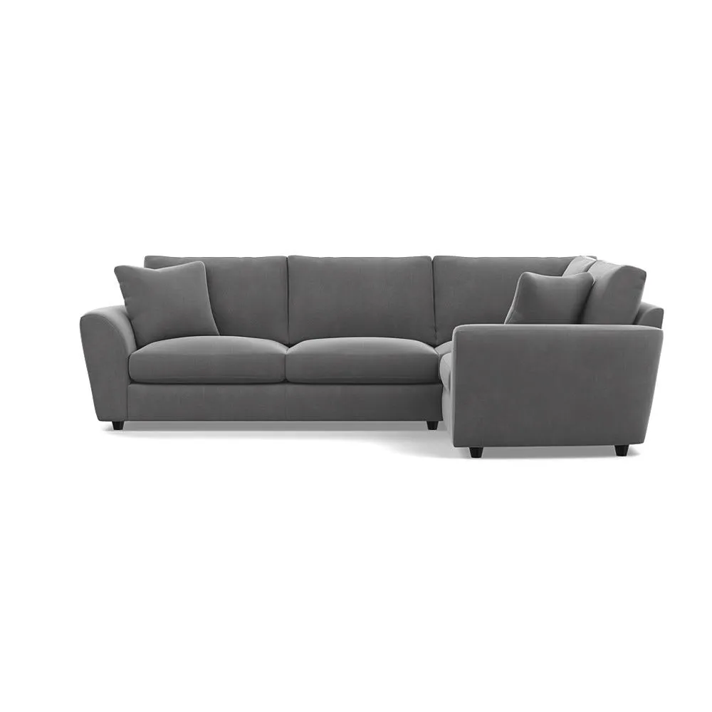 Heal's Snooze Right Hand Facing Corner Sofa Smart Velvet Mercury Black Feet 1