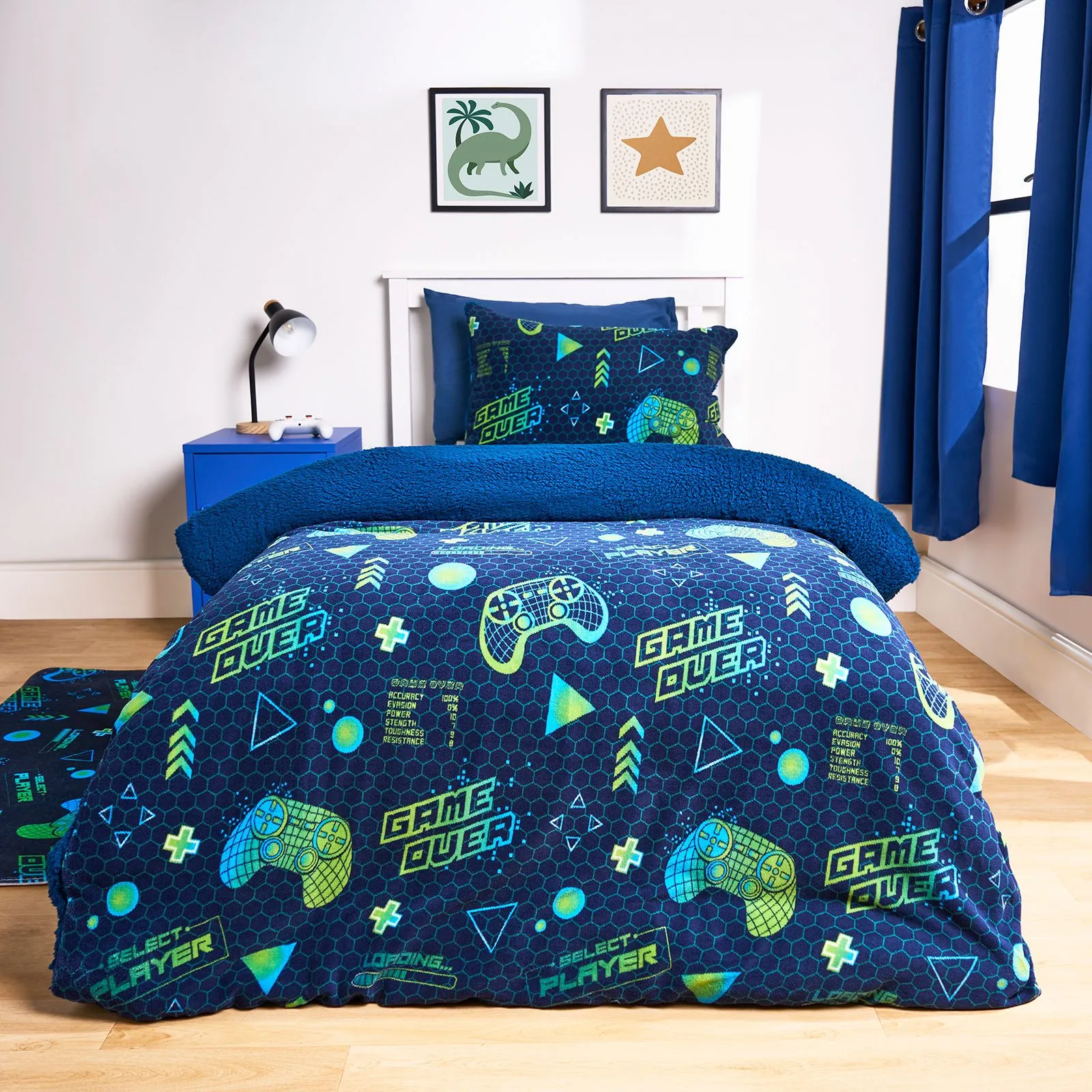 OHS Gaming Fleece Duvet Cover Set Bedding Quilt Warm in Green