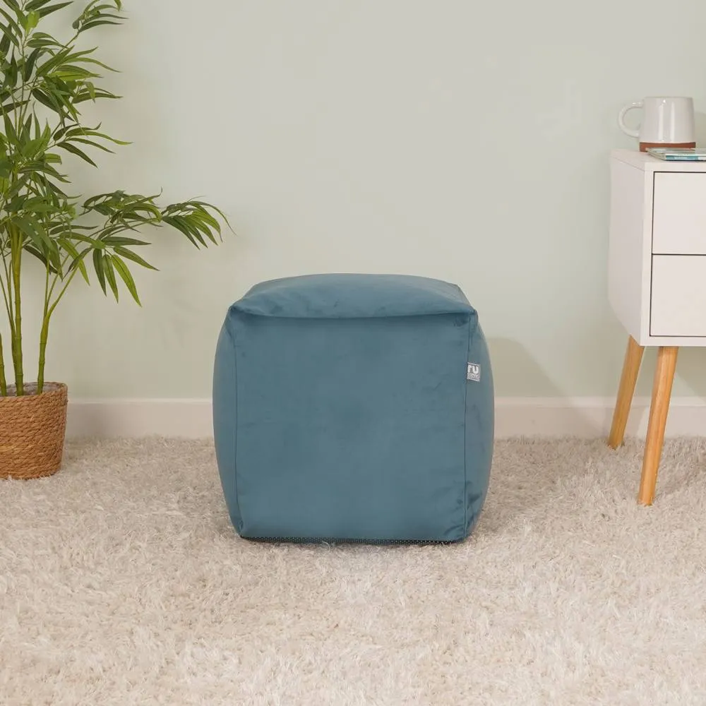 rucomfy Beanbags rucomfy Velvet Cube Bean Bag Pouffe - Soft Stylish Footstool in Teal