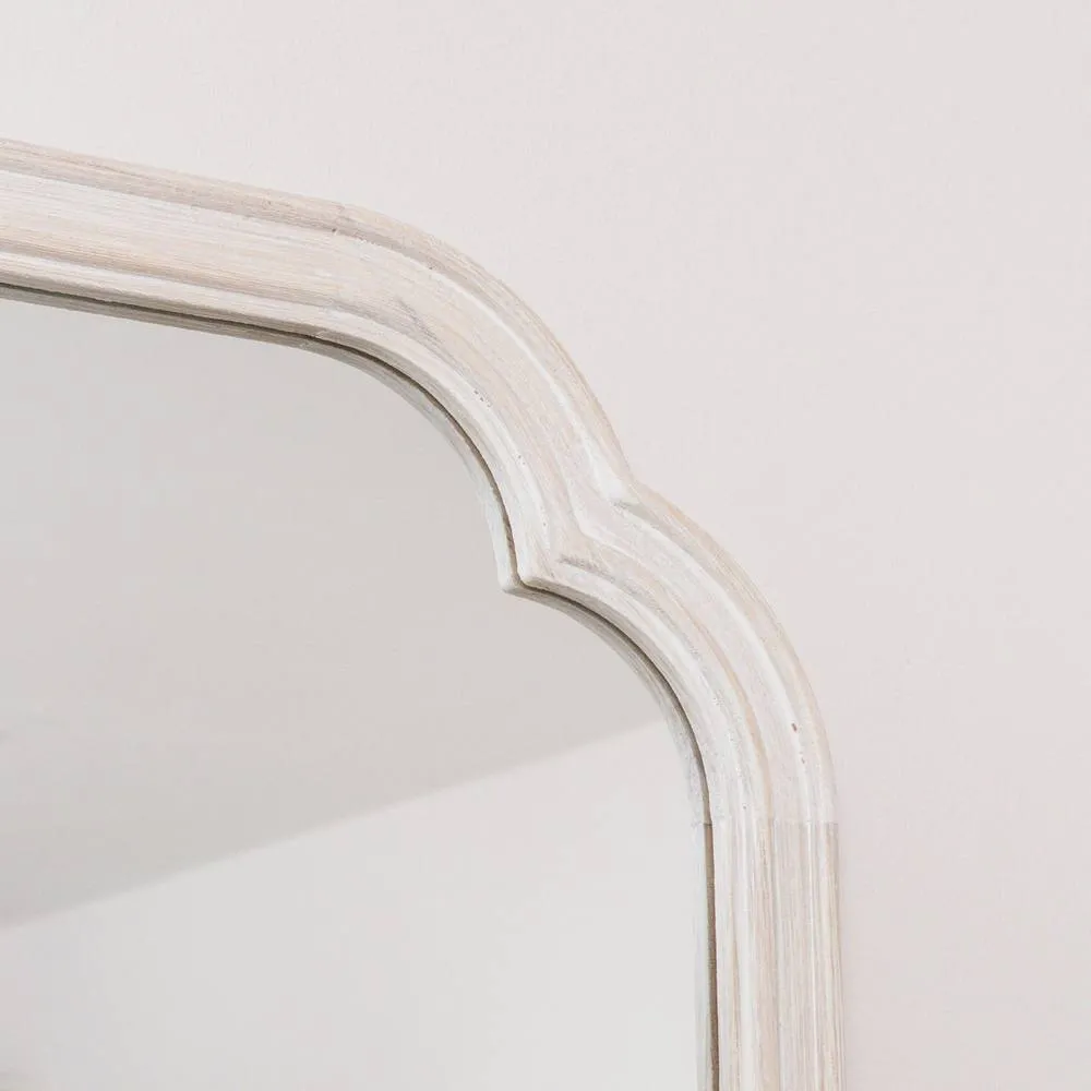 Melody Maison White Washed Distressed Wooden Frame Wall Mirror - 40cm X 75cm 2