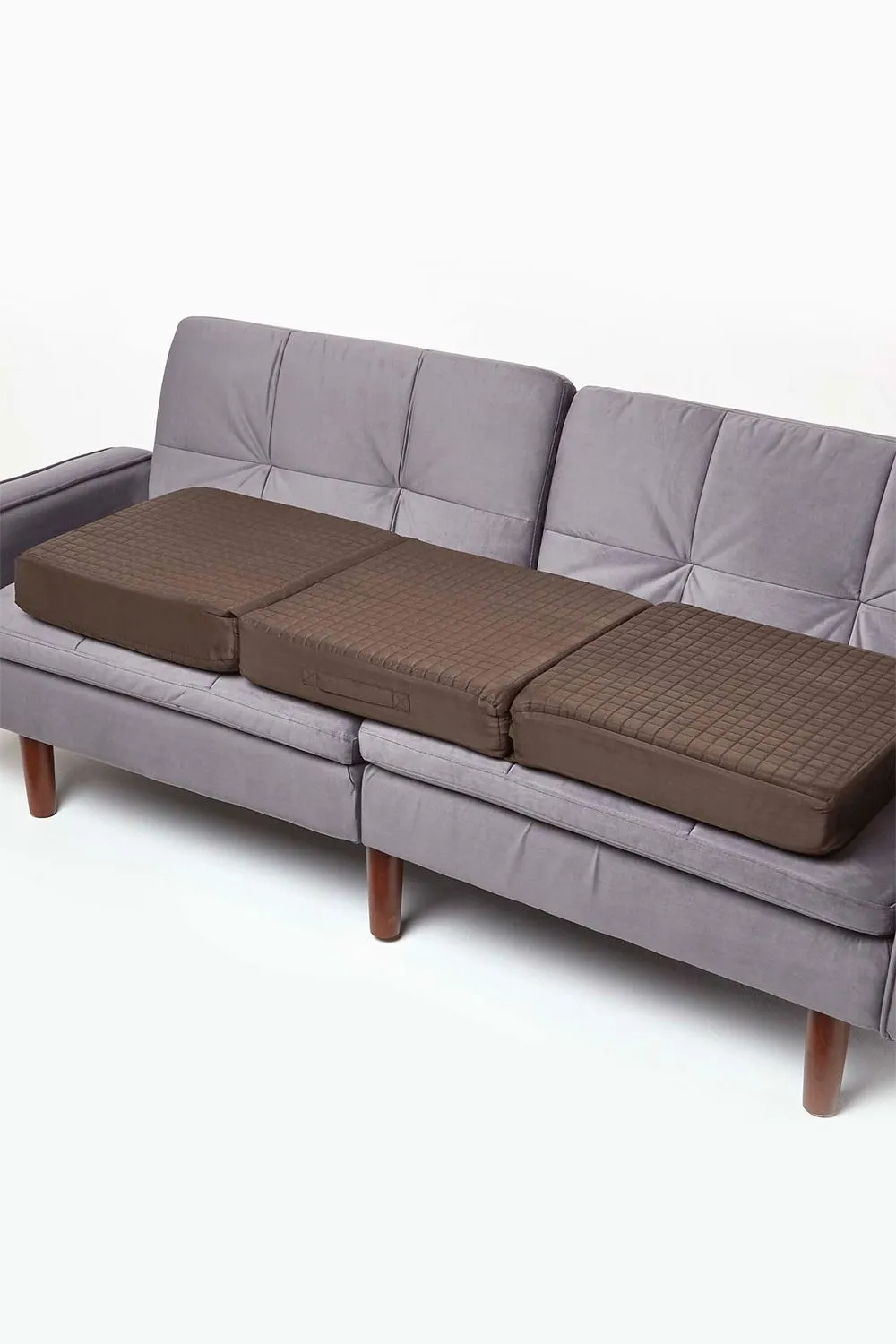 Homescapes Quilted Polyester 3 Seater Orthopaedic Booster Cushion Cover in Chocolate 2