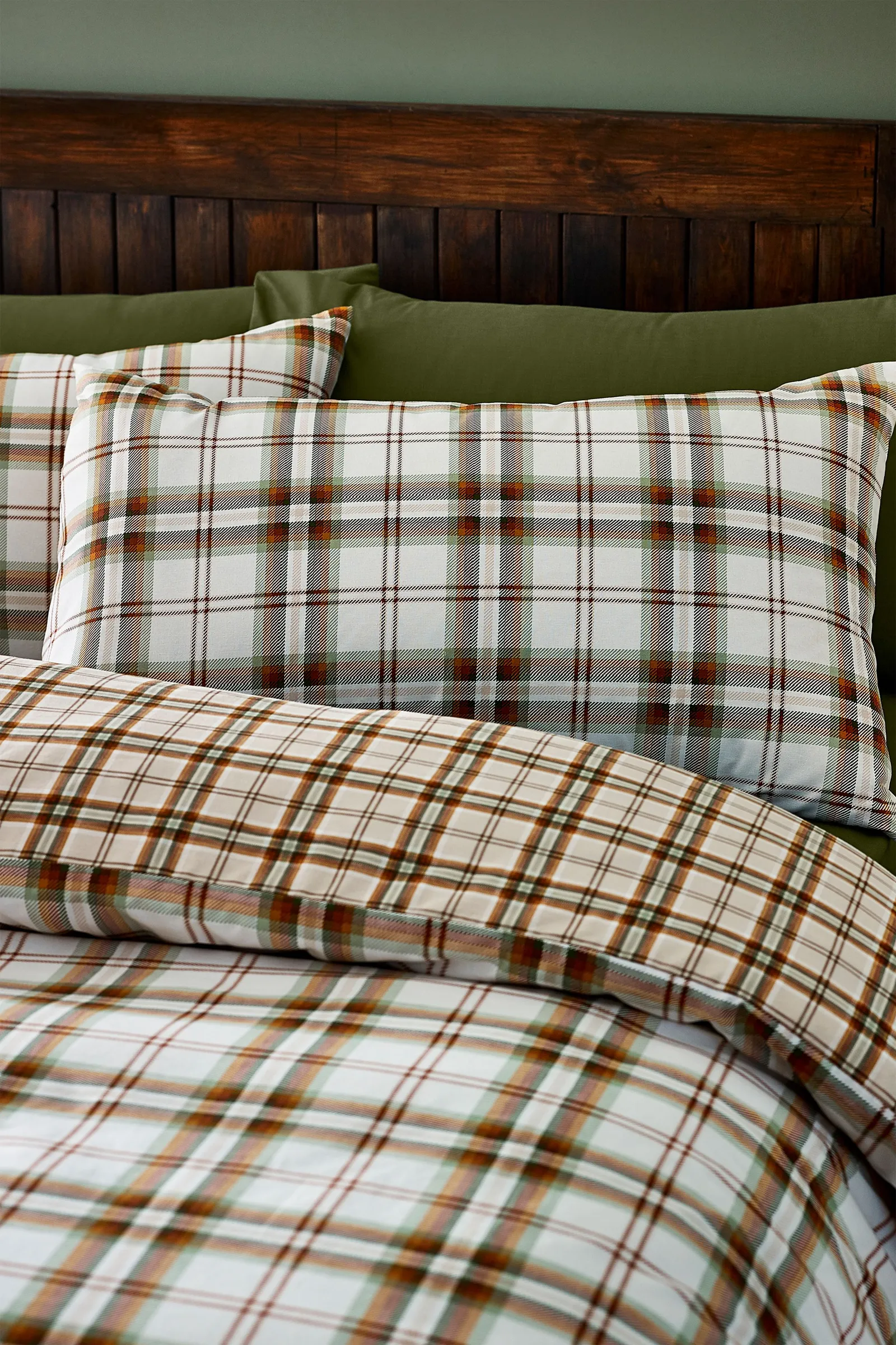 Catherine Lansfield 'Kelso Check' Reversible Duvet Cover Set in Burnt Orange 3